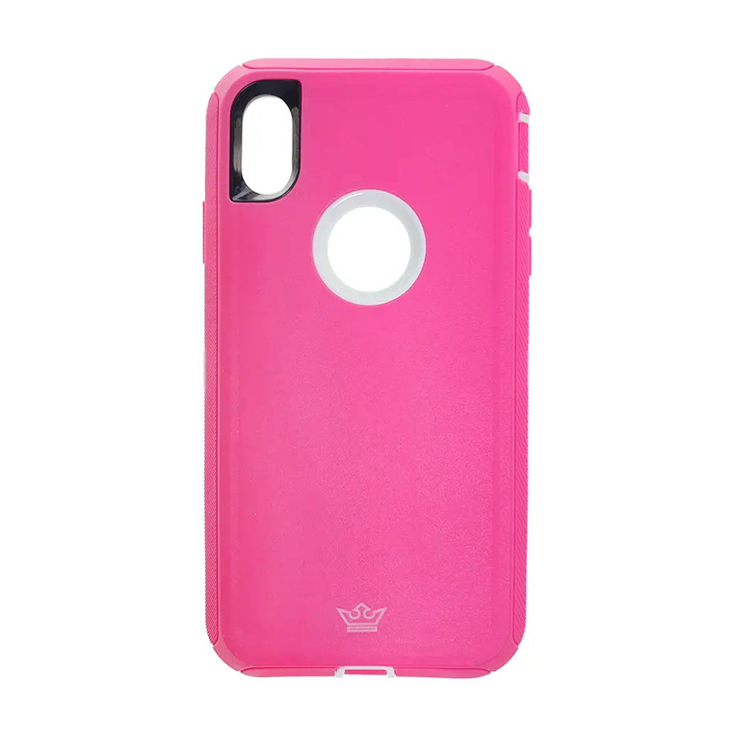 estuche proteccion el rey defender apple iphone xs max color rosado / blanco- MUNDO ACCESORIOS.