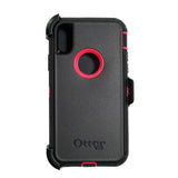 estuche de protección Otterbox Defender para Apple iPhone XS Max, color negro y rosado, diseño robusto y estilizado.