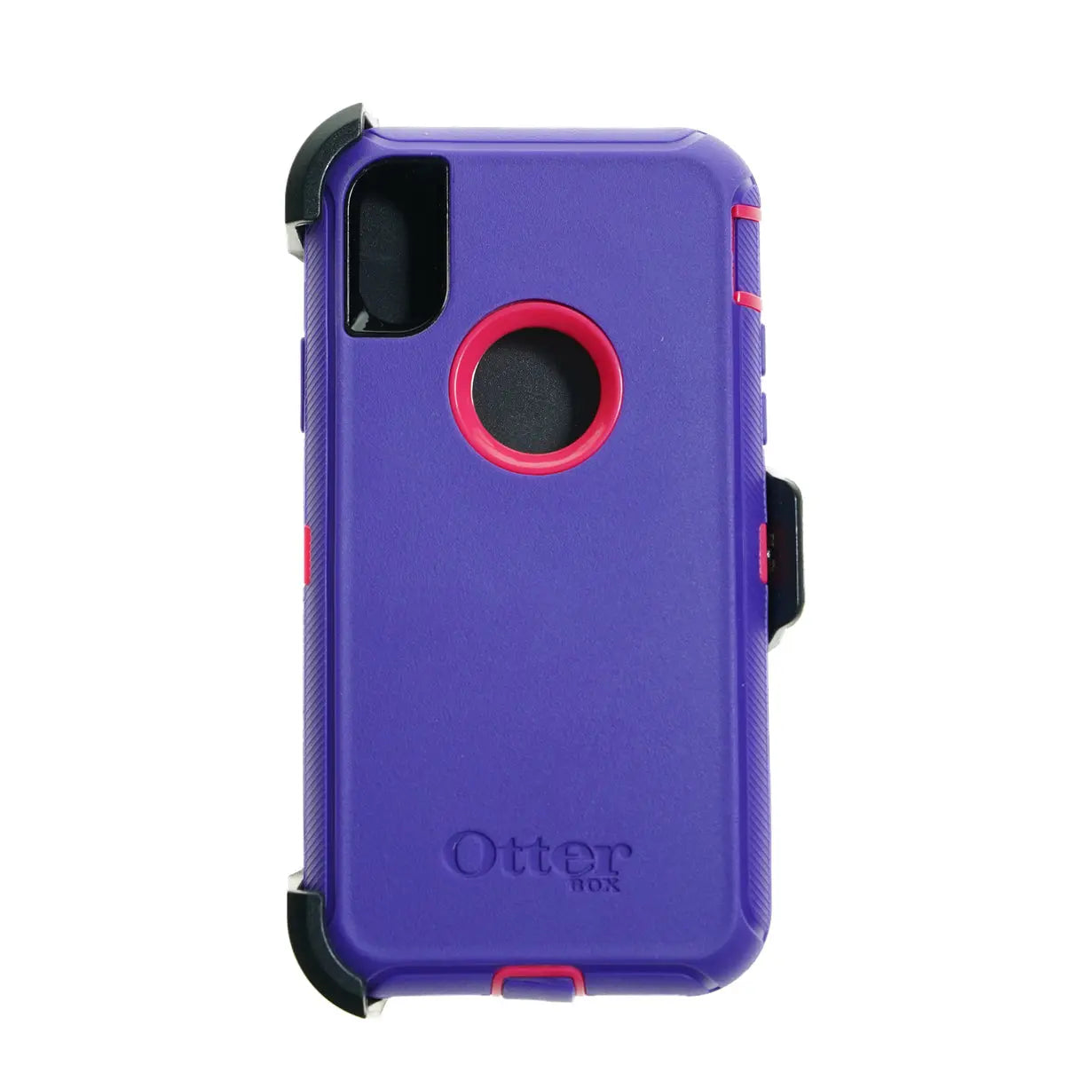 Estuche de protección OtterBox Defender para Apple iPhone XS Max, color morado/rosado.