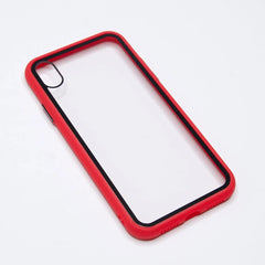 estuche transparente para iPhone XS Max color rojo y claro mostrando diseño delgado y protección.