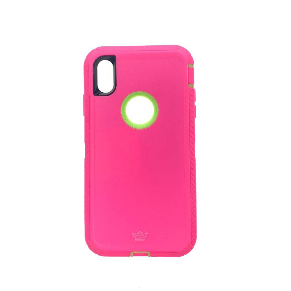 estuches proteccion el rey defender apple iphone xr color rosado / verde - MUNDO ACCESORIOS (B2C)