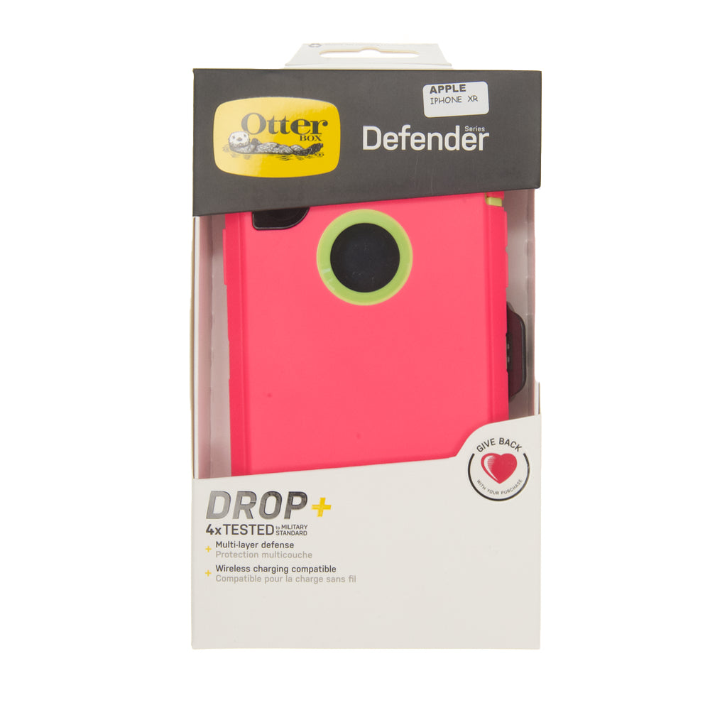 estuche OtterBox Defender para iPhone XR, rosa y verde, protección máxima y estilo único