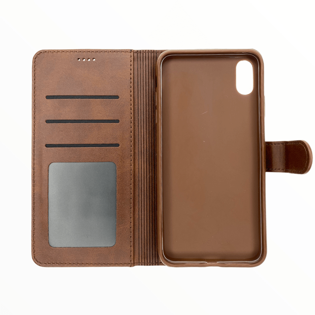 estuches carteras lc imeeke folio libreta con porta tarjeta apple iphone xr color cafe - MUNDO ACCESORIOS (B2C)