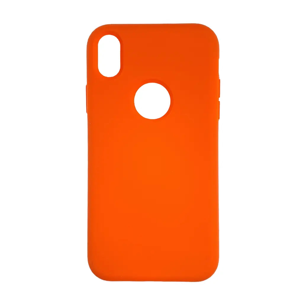 Silicone case for Apple iPhone XS in vibrant orange color.