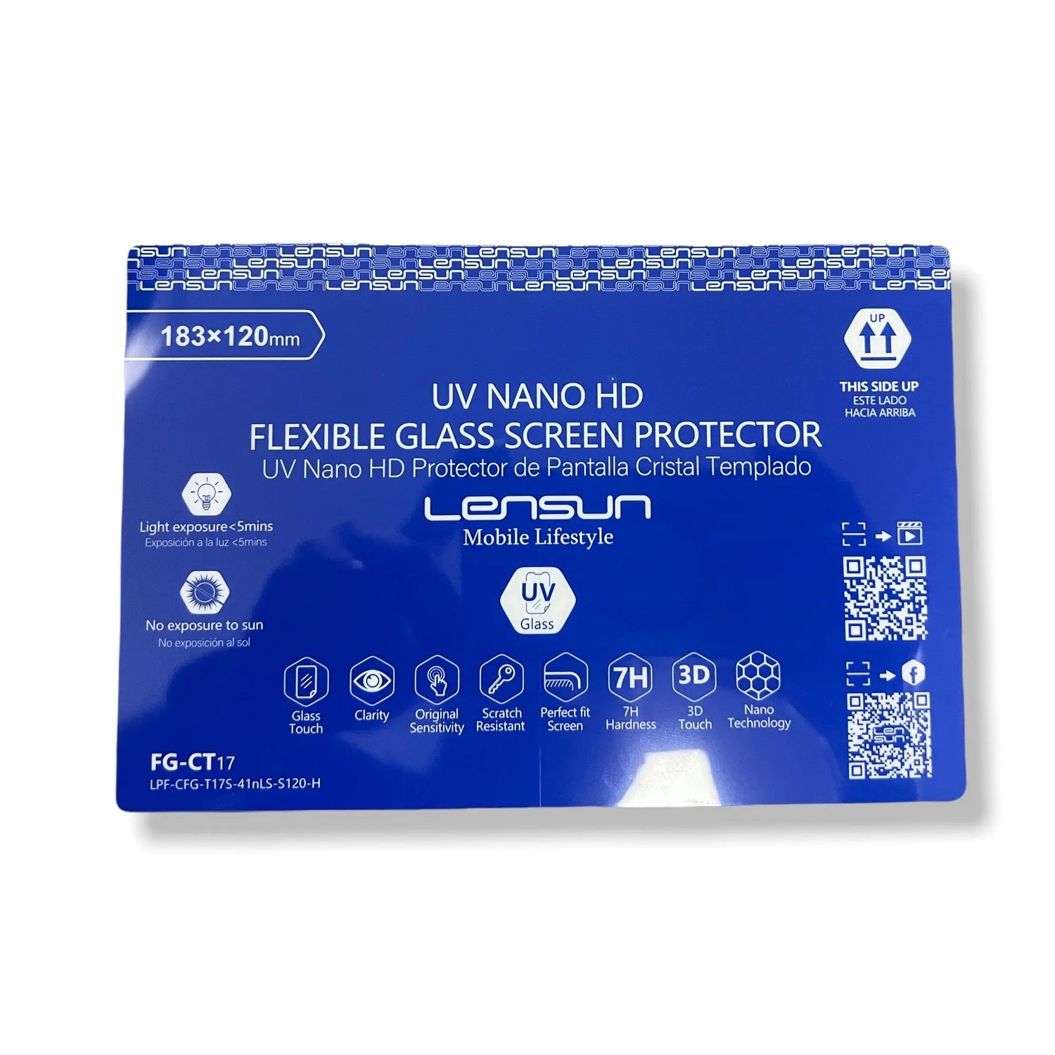 Protector de pantalla Lensun Nanotech Film, flexible y auto-reparable, con protección UV y curva transparente.