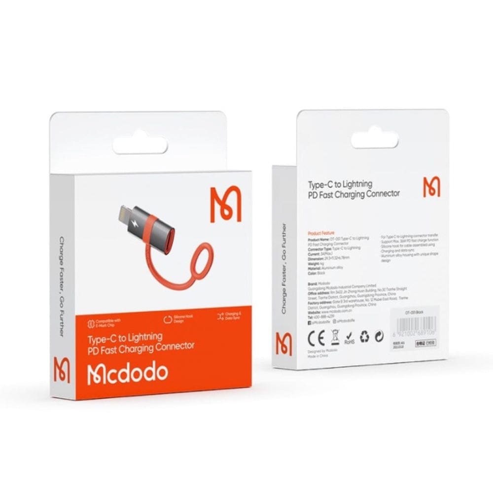 Cable mcdodo adaptador otg tipo c a lightning 3a y 36w max - MUNDO ACCESORIOS (B2C)