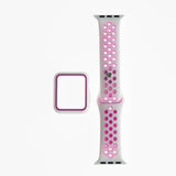 Accesorio Genérico Pulsera Nike con Bumper para Apple Watch 38 mm en blanco y fucsia.