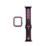 Pulsera Nike negra y fucsia con bumper de 40 mm, diseño moderno y protección robusta.