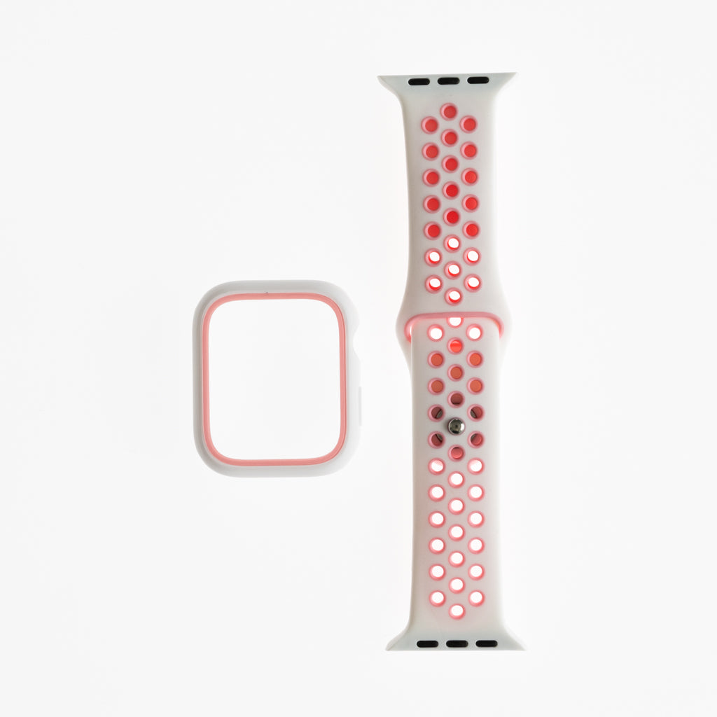 Accesorio generico pulsera nike con bumper apple watch 42 mm color blanco / rosado