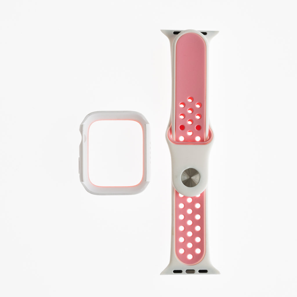 Accesorio generico pulsera nike con bumper apple watch 42 mm color blanco / rosado
