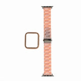 Pulsera rosa con bumper de diamantes para Apple Watch 42 mm.