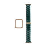 Accesorio de pulsera con bumper de diamantes para Apple Watch 42 mm en color verde marfil.