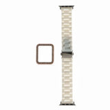 Accesorio de pulsera blanca con bumper de diamantes para Apple Watch 42 mm, elegante y protector.