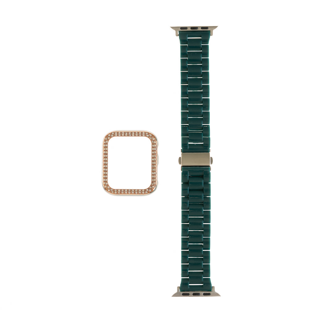 Generic Accessory Bracelet With Diamond Bumper Apple Watch 40 Mm Color Ivory Green