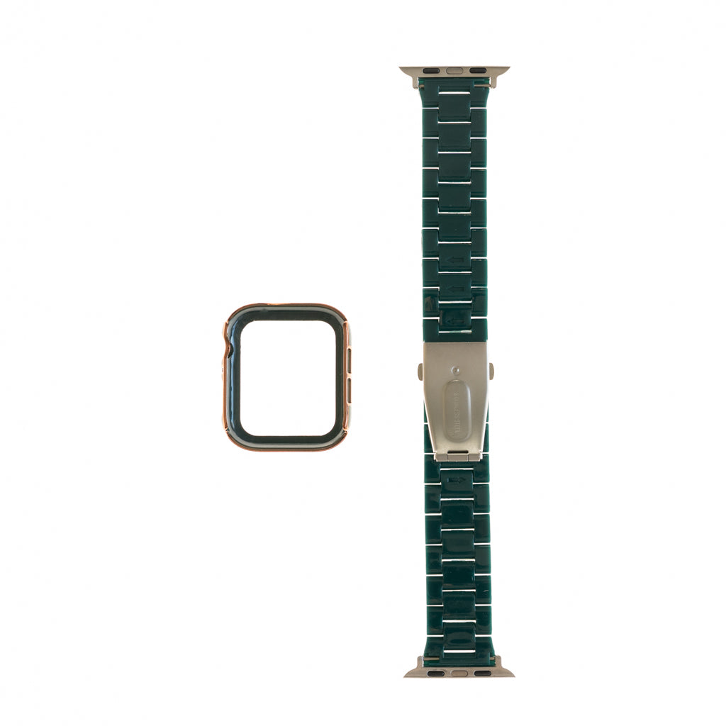 Accesorio Generico Pulsera Con Bumper De Diamantes Apple Watch 45 Mm Color Verde Marfil