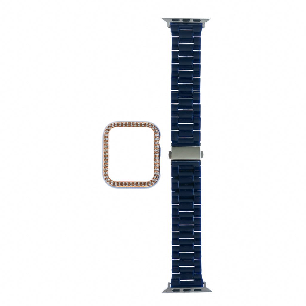 Accesorio generico pulsera con bumper de diamantes apple watch 45 mm color azul marino