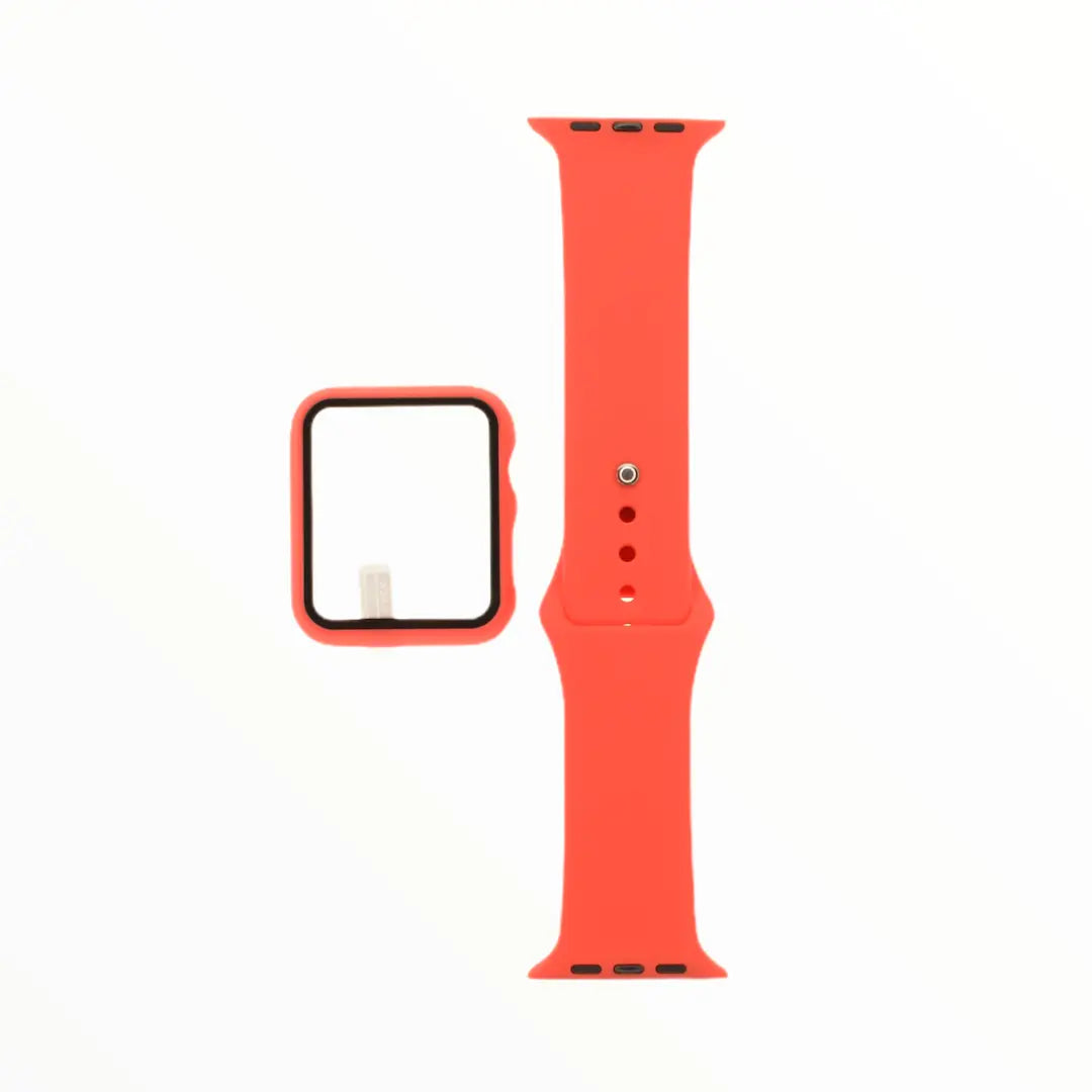 Pulsera El Rey para Apple Watch 38 mm en color rojo con bumper y protector de pantalla.