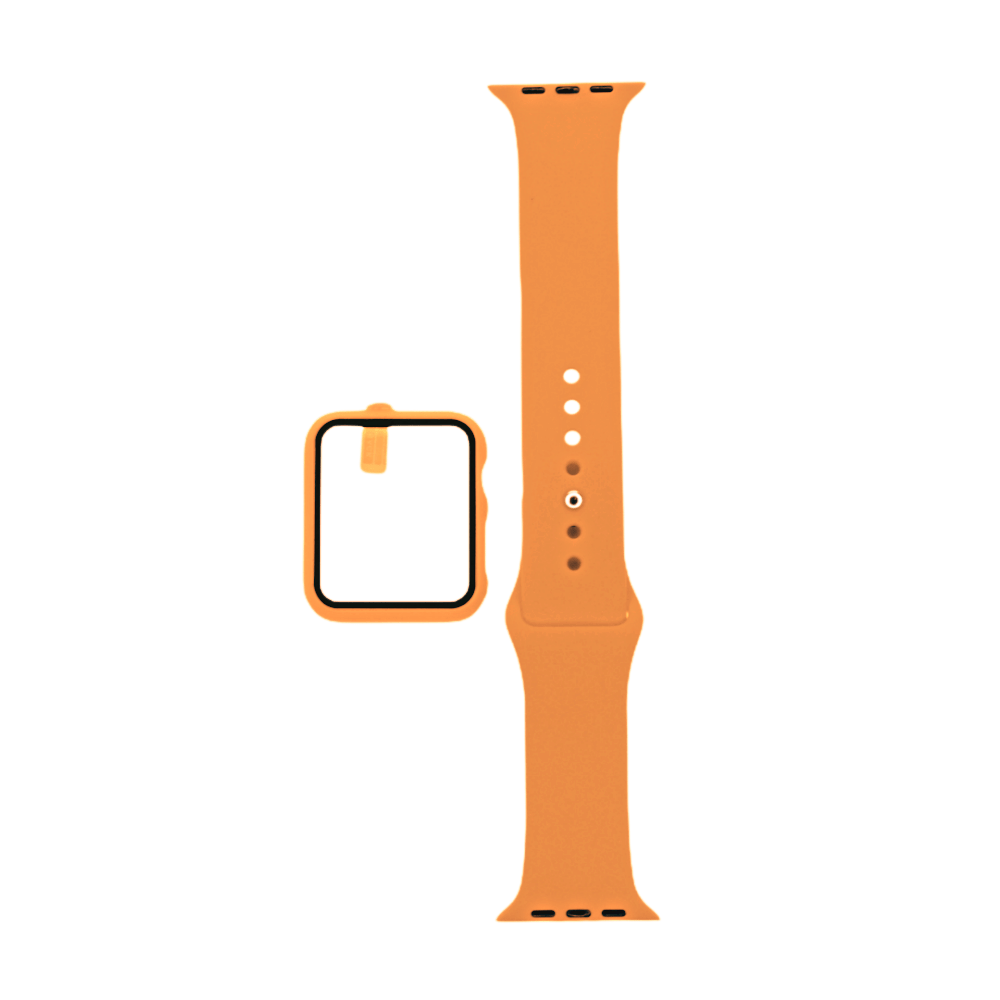 Accesorio El Rey Pulsera Con Bumper Y Protector De Pantalla Apple Watch 38 Mm Color Naranja - MUNDO ACCESORIOS (B2C)