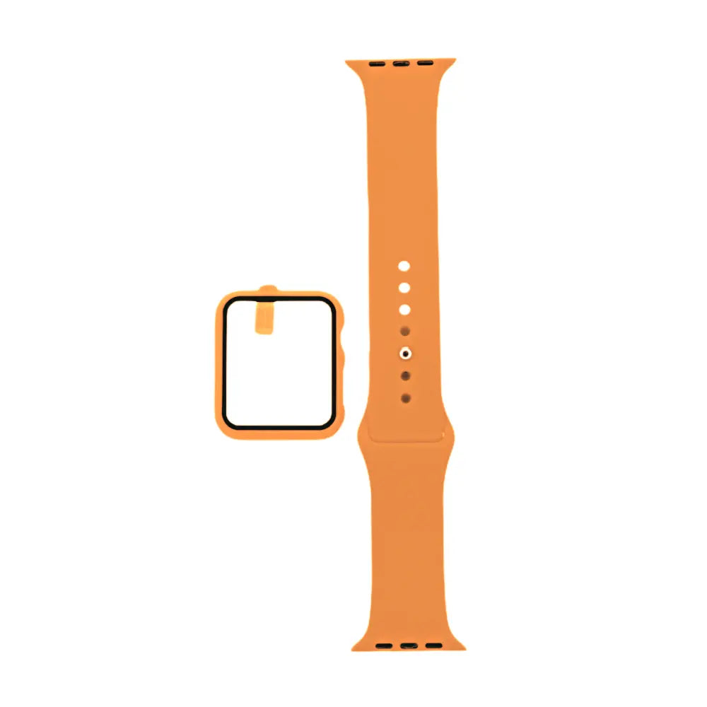 Pulsera El Rey con bumper y protector de pantalla para Apple Watch 38 mm, color naranja.