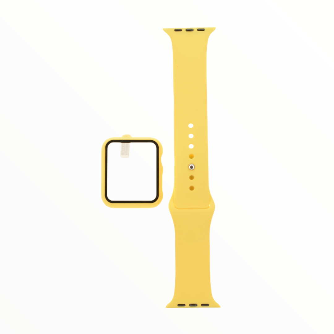 Accesorio El Rey Pulsera Con Bumper Y Protector De Pantalla Apple Watch 38 Mm Color Amarillo