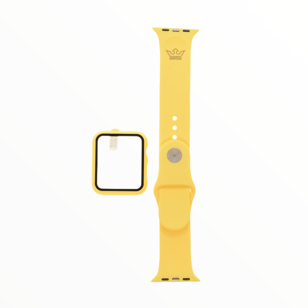 Accesorio el rey pulsera con bumper y protector de pantalla apple watch 38 mm color amarillo