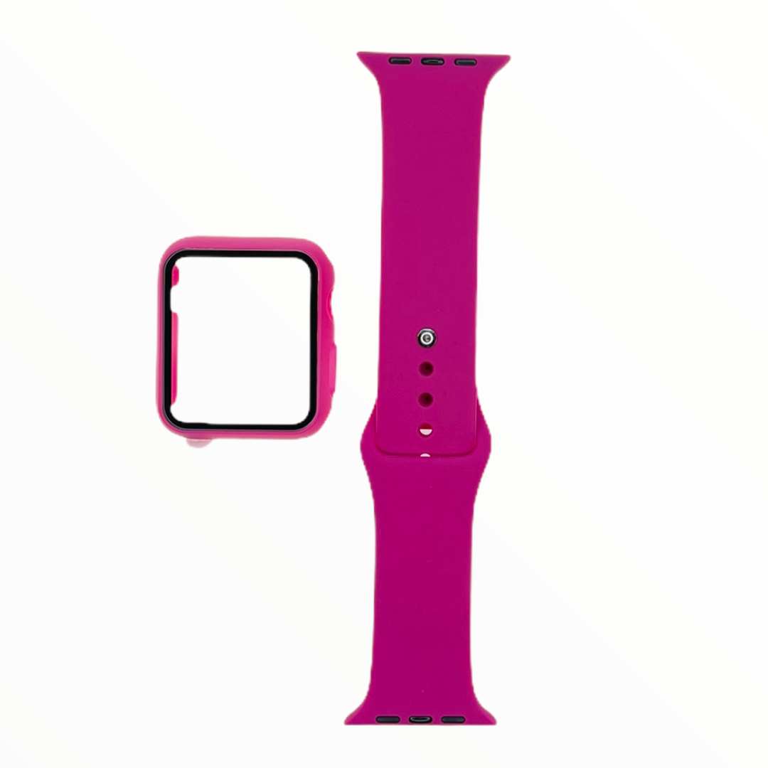 Accesorio el rey pulsera con bumper y protector de pantalla apple watch 40 mm color rojo rosa