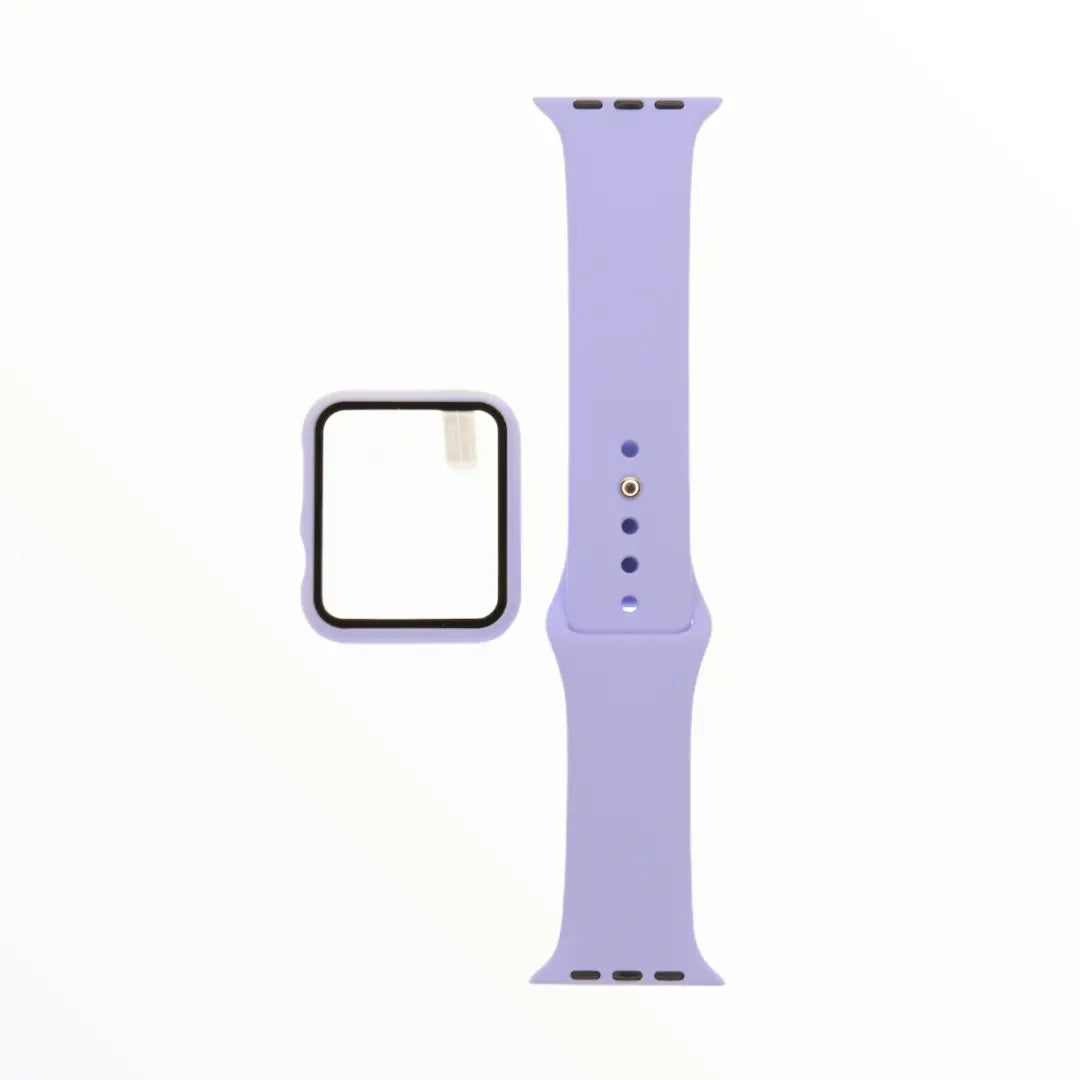 Accesorios El Rey pulsera y bumper lila para Apple Watch 42 mm con protector de pantalla.