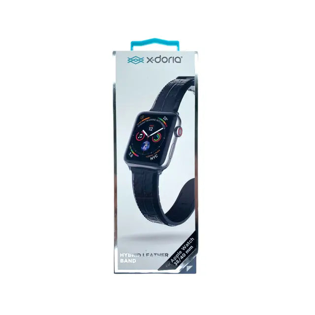 Accesorio Xdoria pulsera de cuero croc para Apple Watch 38/40 mm en negro.