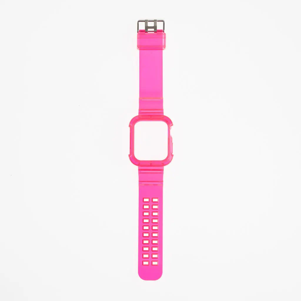 Accesorio robusto pulsera fucsia con bumper para Apple Watch 44 mm.