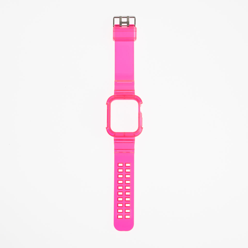 Accesorio robusto pulsera fucsia con bumper para Apple Watch 44 mm.