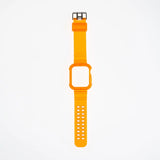 Accesorio Genérico Pulsera con Bumper Rugged para Apple Watch 44 mm en color naranja.