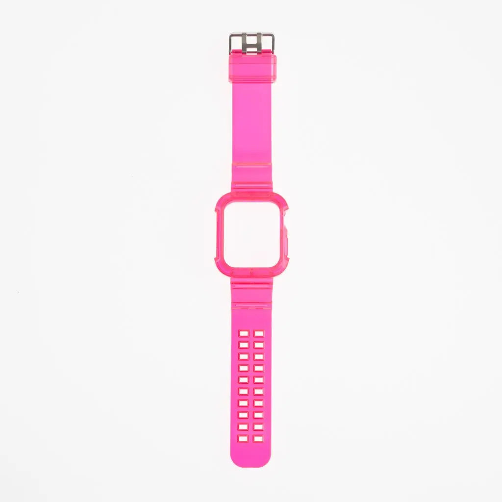 Pulsera genérica con funda resistente fucsia neón de 45 mm, diseño moderno y duradero.