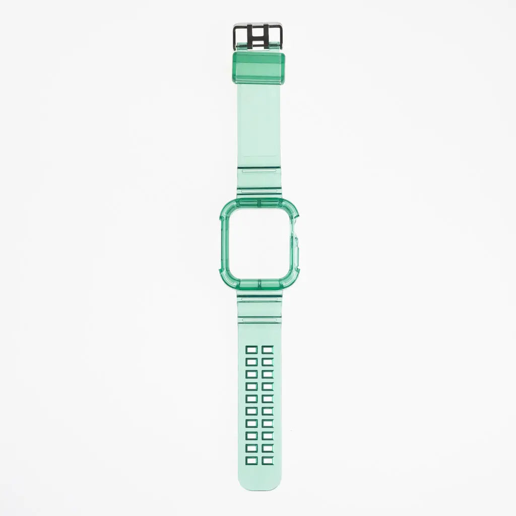 Pulsera verde con bumper rugged para Apple Watch 42 mm.