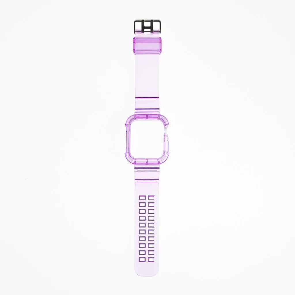 Accesorio pulsera morado resistente con bumper para Apple Watch 42 mm.