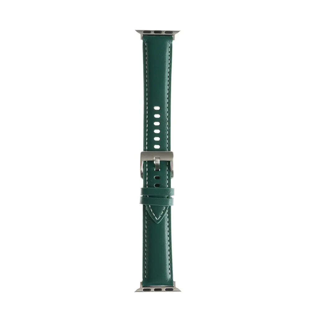 Pulsera verde de imitación cuero 40 mm con cierre seguro y diseño elegante.