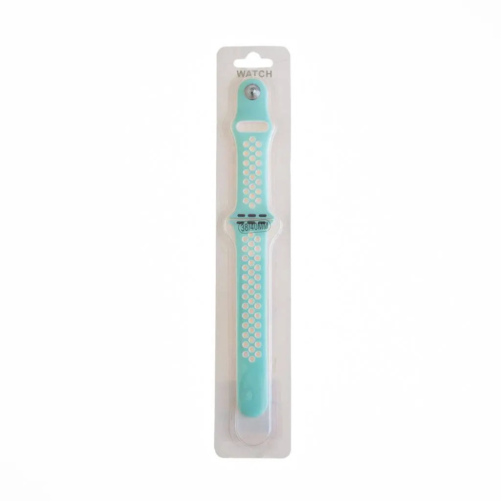 Accesorio El Rey pulsera tipo Nike para Apple Watch 38/40/41 mm, color aqua/blanco.