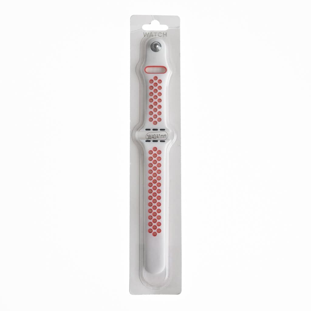 Accesorio El Rey Pulsera Tipo Nike Apple Watch 38 / 40 / 41 Mm Color Blanco / Rojo - MUNDO ACCESORIOS (B2C)