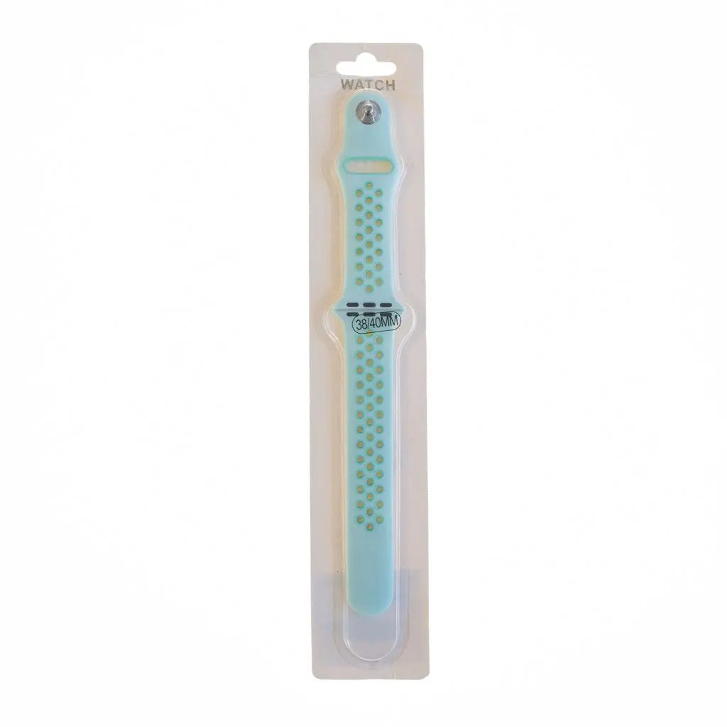 Accesorio El Rey pulsera tipo Nike para Apple Watch 38/40/41 mm color menta y azul.