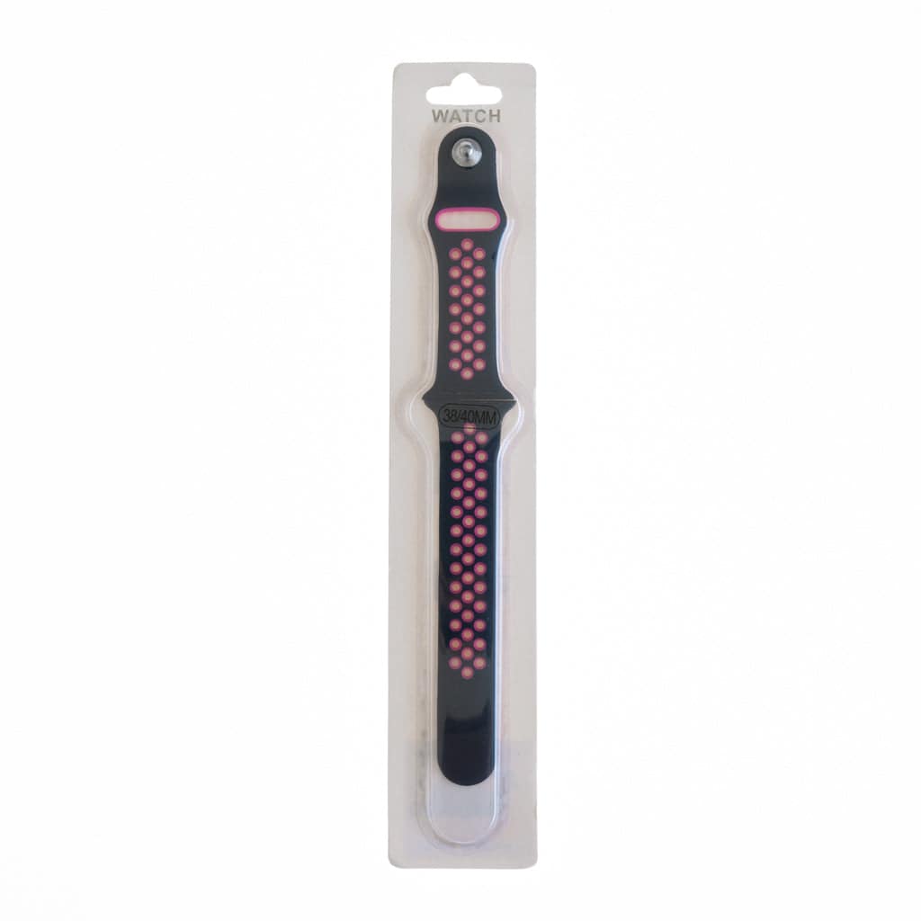 Accesorio El Rey Pulsera Tipo Nike Apple Watch 38 / 40 / 41 Mm Color Fucsia / Negro - MUNDO ACCESORIOS (B2C)