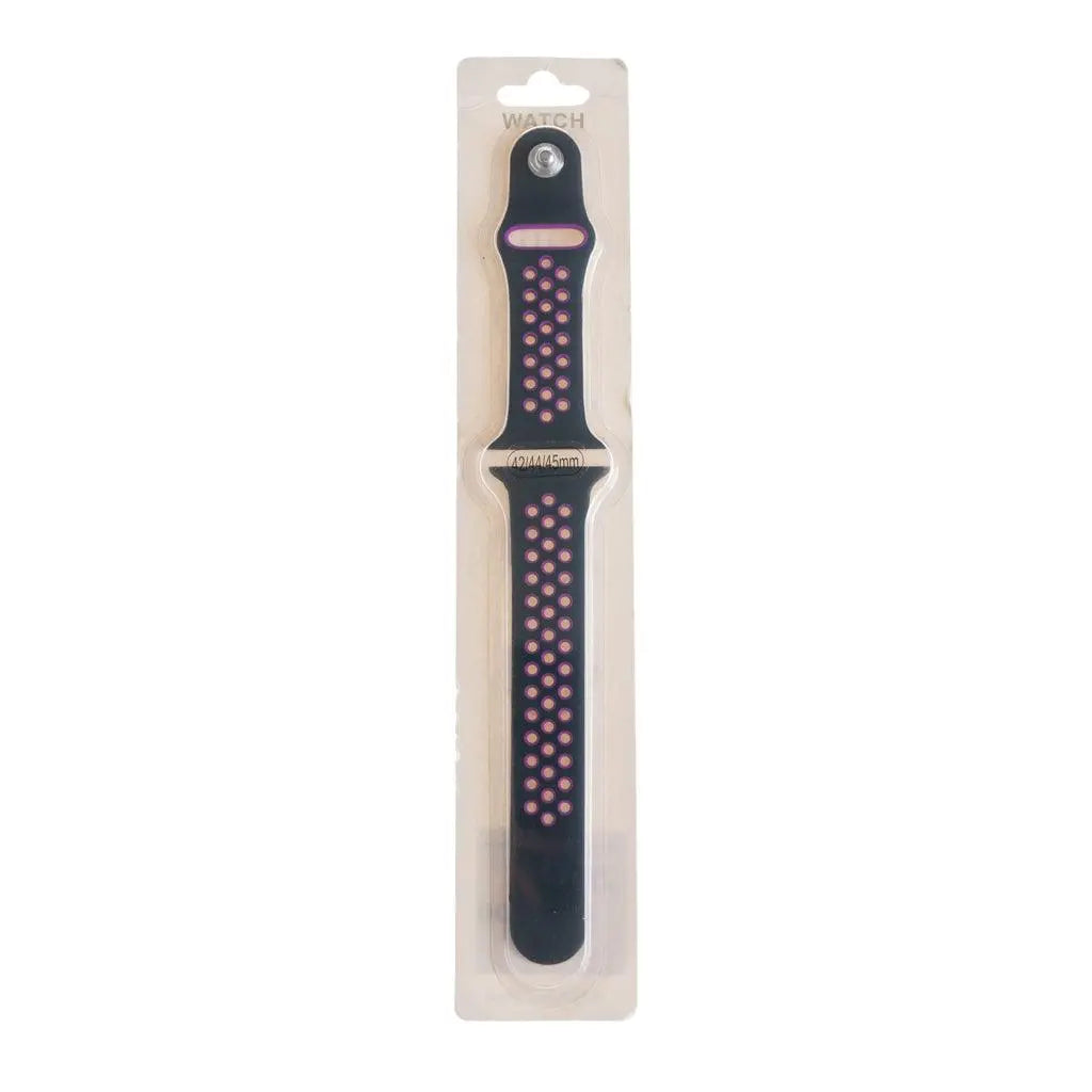 Accesorio El Rey pulsera tipo Nike negro y morado compatible 42mm, 44mm, 45mm.