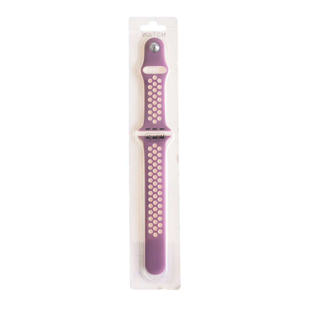 Accesorio el rey pulsera tipo nike apple watch 42 / 44 / 45 mm color violeta / blanco