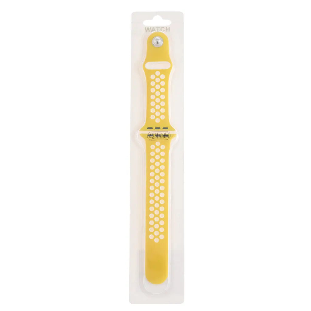 Pulsera El Rey compatible con Nike y Apple Watch 42/44/45 mm en colores amarillo y blanco.