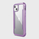 Estuche protección Xdoria Raptic Shield Pro para iPhone 13, color morado, diseño elegante.