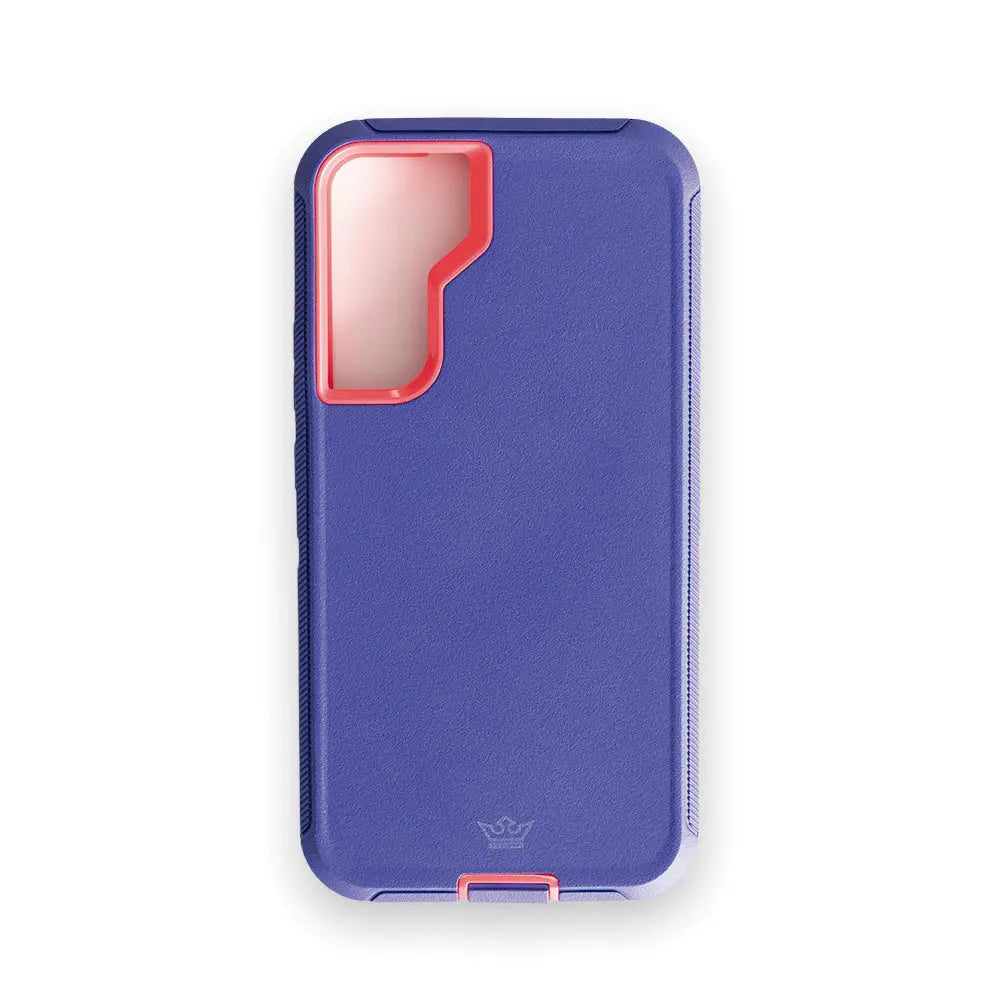 Estuche de protección El Rey Defender para Samsung S22 en color morado y rosado.