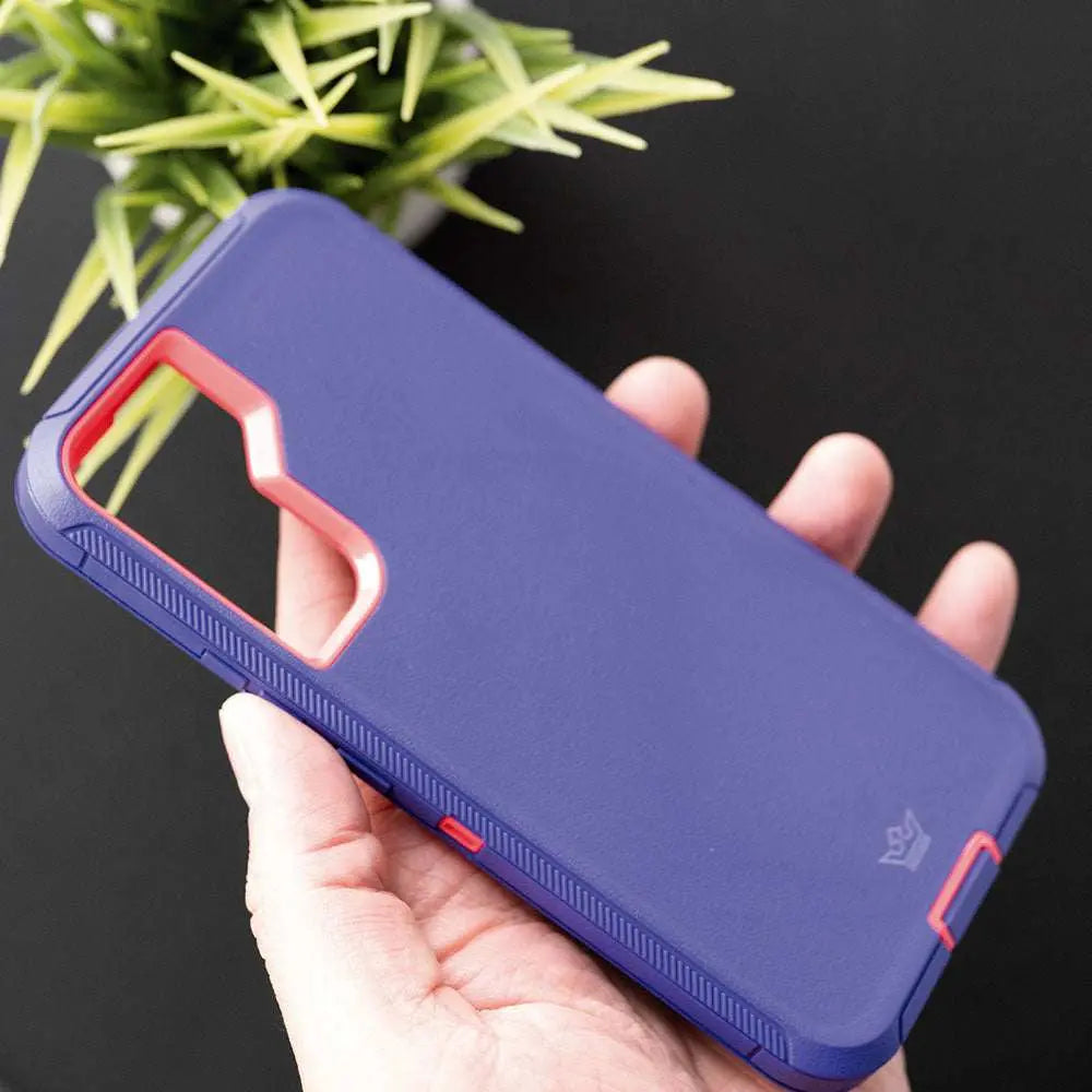 estuche proteccion el rey defender samsung s22 color morado / rosado  Shop name