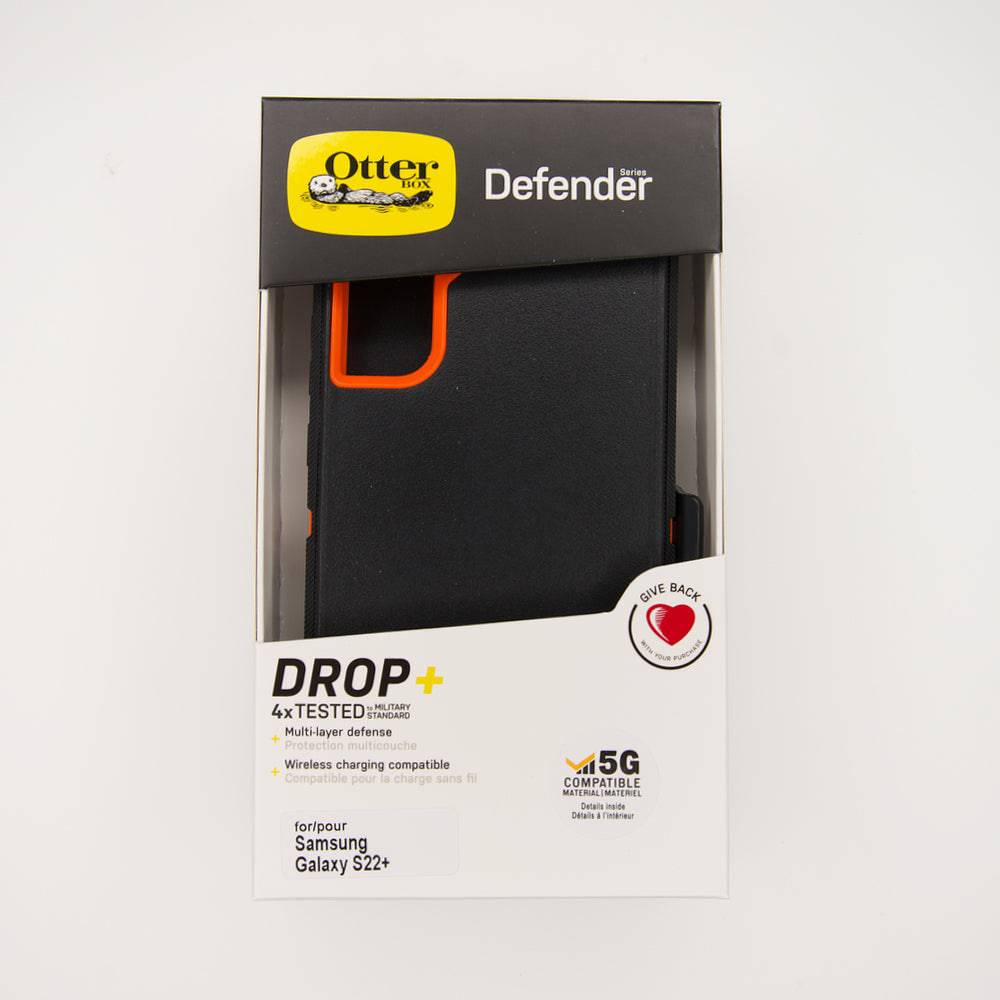 estuches proteccion otterbox defender samsung s22 plus color negro / naranja - MUNDO ACCESORIOS (B2C)