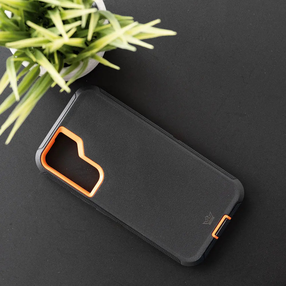 Estuche proteccion el rey defender samsung s22 plus color negro / naranja