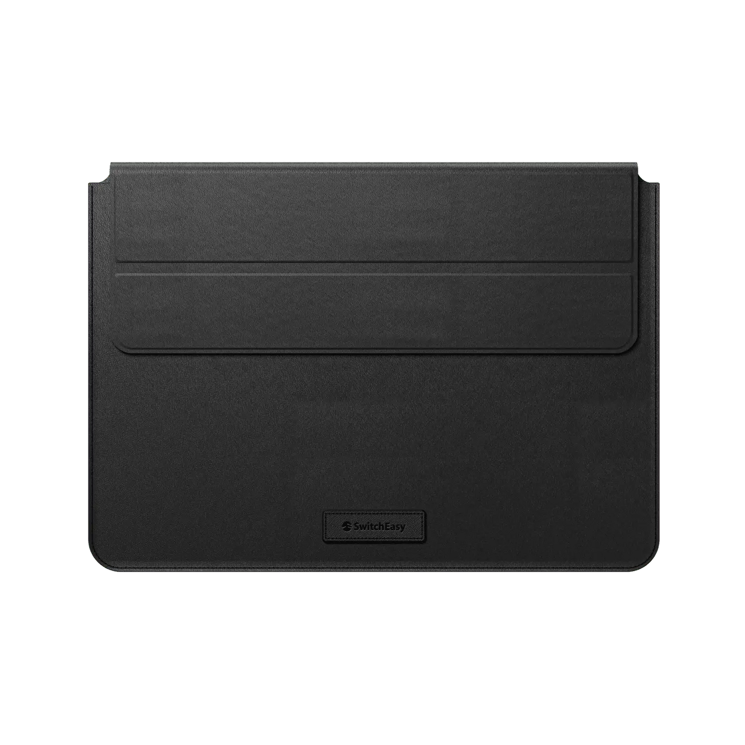 Estuche clásico Switcheasy Stand Easy de cuero negro para MacBook Pro 15 y 16 pulgadas.