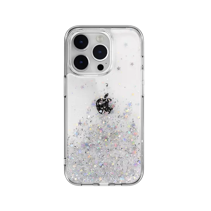 Estuche transparente SwitchEasy Starfield para Apple iPhone 14 Pro con diseño brillante.