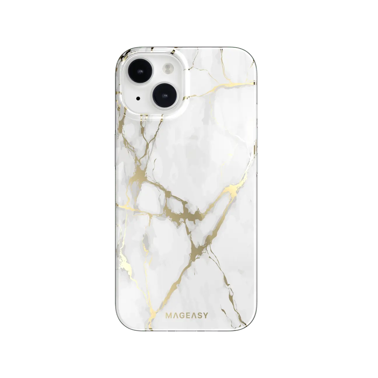 Estuche clásico Switcheasy de mármol blanco para iPhone 14, doble capa de protección.